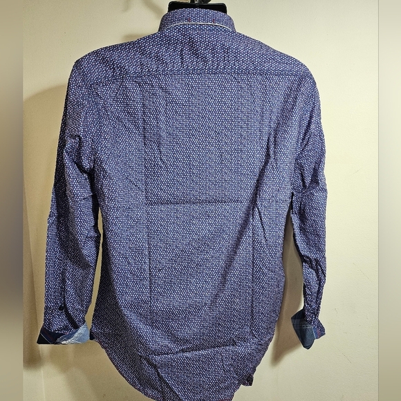 NEW Vintage Italia 1958 Cotton Long Sleeve Shirt Periwinkle Blue Pink Dot - Picture 6 of 14